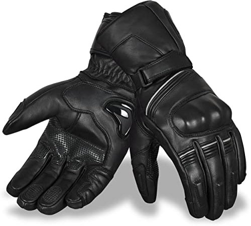Hand Fellow Guanti moto in pelle Touch screen Motorbike Motorcycle Gloves (guanti da crociera in pelle nera, M)