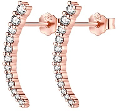 Damen Ohrstecker Silber 925 - Klein Erbse Rosegold Ohrringe Set Funkelnde Piercing Ohr Tragus Lippen Schmuck Geschenke für Mädchen
