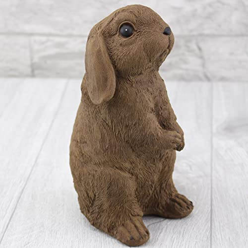 STEINFIGUREN SPICKER Steinfigur Hase stehend Zwergkaninchen 227/2 Gartenfigur Steinguss Tierfigur Braun Patina