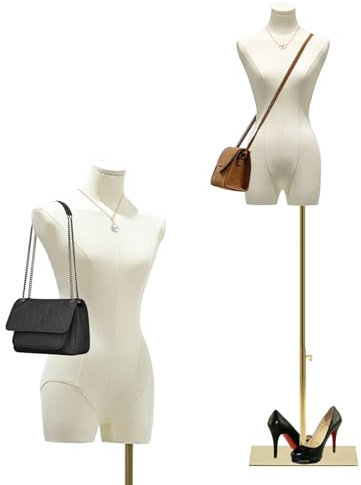 Schneiderpuppe Damenbüste Weiblich, Höhe Verstellbarer Schaufensterpuppe Körper, Mannequin mit Metall Base Kleiderpuppe, Schneiderbüste Büste Torso für Bekleidungsgeschäft (Farbe : Weiß, Größe : A)