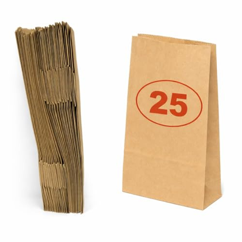 VEZODEK 25 Stück Papiertüten Klein 16x9x5cm, Es Kann wie Verwendet werden Kraftpapier, Geschenktüten Kindergeburtstag, Butterbrottüten, Süßigkeiten