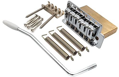 Musiclily Pro 52.5mm Modern 6-Screw Tremolo Bridge 40mm Solid Brass Block for Fender Squier Strat Stratocaster Style Electric Guitar, Chrome