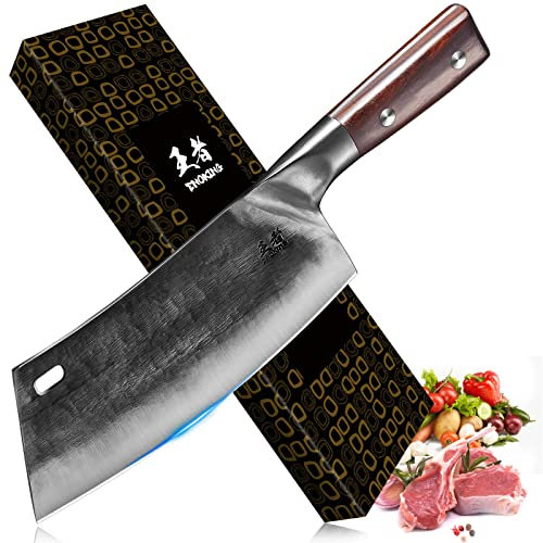 ENOKING mannaia da cucina 19.5cm, coltelli professionali,in acciaio ad alto tenore di carbonio forgiato a mano, per cucine domestiche e ristoranti