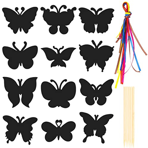 TEHAUX 12stücke Kratzpapier Schmetterlingsmotiv Diy-bastelarbeiten Dekoration für Junge Mädchen Party-kratzblätter Feines Kratzpapier für Kreative Bastelarbeiten