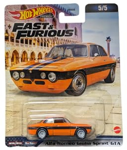 Hot Wheels Fast and Furious DieCast Modellauto ALFA Romeo Giulia Sprint GTA – Maßstab 1/64, Länge 7 cm