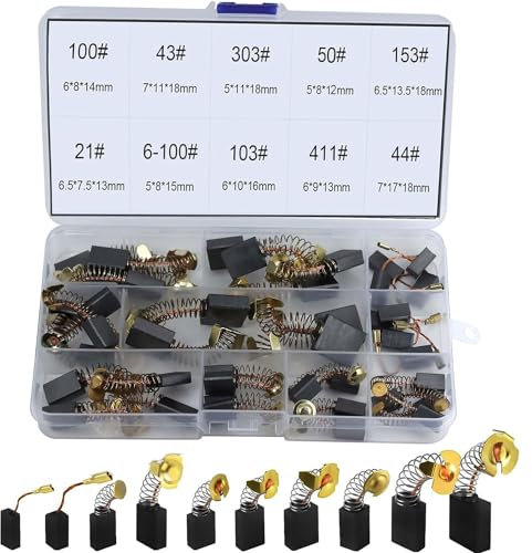 RUNCCI-YUN 40pièces 10 tailles Balai Charbon Moteur Electrique Balais en Charbon Universel Charbon pour Perceuse Charbon pour Machine Electrique Brosses de Carbone pour Ponceuses, Scies Circulaires