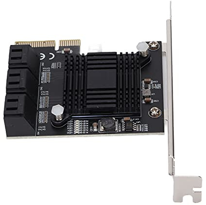 PUSOKEI PCIE zu 6-Port SATA3.0 Erweiterungskarte, Tragbare SATA3.0 SATA Erweiterungskarte mit ASM Chip, 5 Anschlussterminals, SATA Erweiterungskarte für Windows 7 32/64-Bit/XP/Vista