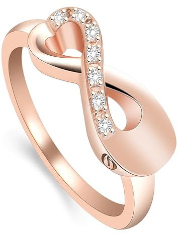 VCCWYQK Unendliche Liebe Einäscherungsring für Asche Edelstahl halten geliebte Asche Keepsake Fingerring Urne Medaillon Memorial Schmuck für Frauen