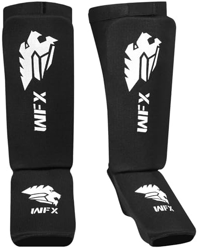 WFX Protège-Tibias pour Kickboxing, Coussinets de Protection du Cou-de-Pied, Muay Thai MMA, entraînement de Boxe, Sparring, Jambe rembourrée élastique, Protection des Pieds pour Arts