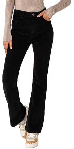 Nina Carter J221 Pantalon Cord pour femme taille haute coupe bootcut stretch en velours corduroy pantalon vintage, M