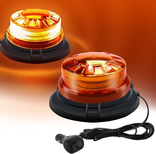 Sidaqi Luci lampeggiante arancione 8 modalità Faro 24LED Luce lampeggiante a LED magnetica impermeabile per veicoli per trattori 12-24V