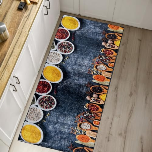 Mazovia Teppich Küche 60x200cm Grau Küchenmotiv Stilvoll rutschfest Elegant | Teppich für Wohnzimmer Schlafzimmer Esszimmer Büro Maschinenwaschbar Wetterfest Pflegeleicht Tierfreundlich Kurzflor Modern