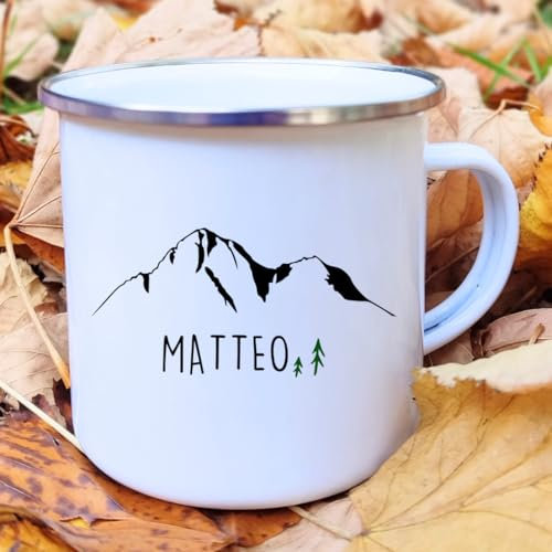 Little Floki Tazza Vintage in metallo Personalizzata con Nome - In Montagna - Gran Sasso - Compleanno