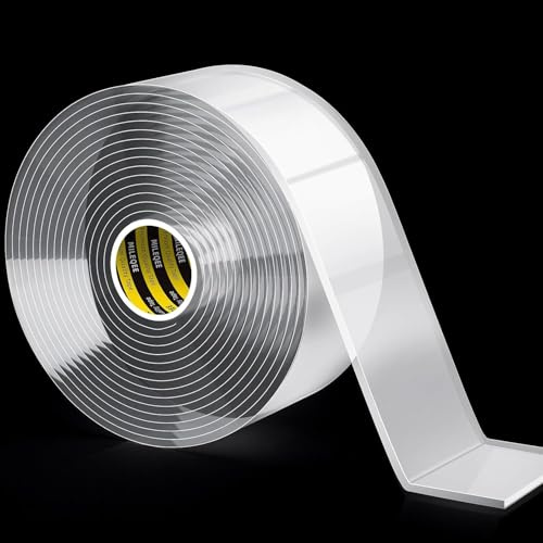 MILEQEE Clear Double Sided Tape Heavy Duty | Washable Reusable Transparent Tape for Home Office Decor Indoor, 30mm x 3m