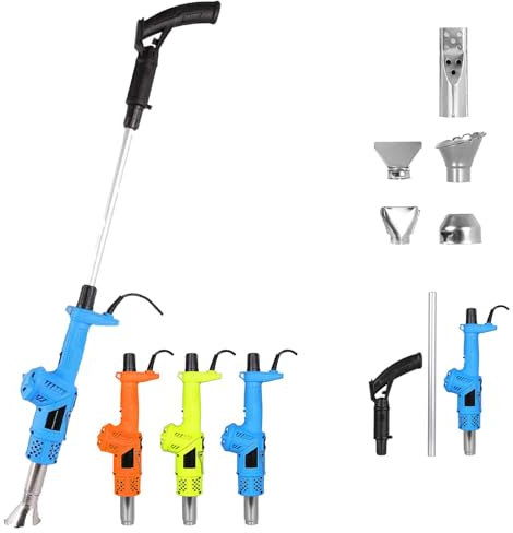 Désherbeur thermique électrique, 5 buses de désherbage thermique électrique, outils de désherbage pour le désherbage de flammes, 3 en 1 Désherbeur Electrique Pistolet, température 650℃ (Bleu)