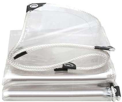 Telone antistrappo resistente alla tela cerata in PVC trasparente da 400g/m² con occhielli,tenda per serra da giardino trasparente impermeabile resistente,per camion da giardino all'aperto (1,8x4,5 m