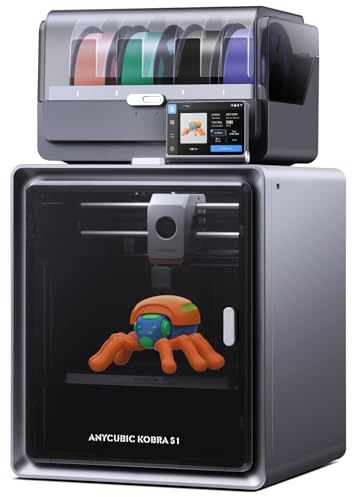 Anycubic Multicolor 3D Printer, Kobra S1 Combo Core XY Stable Structure with Sealed Printing High Precision 600mm/s Fast Speed Auto Calibration Ideal for Precision and Efficiency 9.8x9.8x9.8