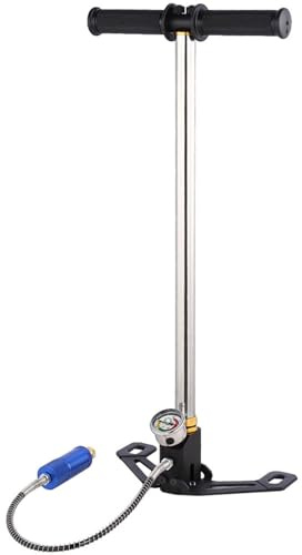 Hochdruck-Luftpumpe, Langlebige Edelstahl-Handpumpe mit Manometer Zum Tauchen, Tragbar und Praktisch