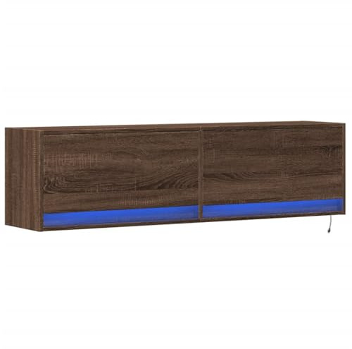 vidaXL TV Wandschrank, TV Schrank Lowboard mit LED-Beleuchtung, Hängeschrank Fernsehschrank für Wohnzimmer, Fernsehtisch TV Board Hängend, Braun Eichen-Optik