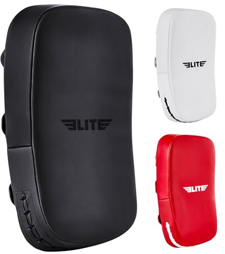 Elite Sports Pre-Curved Muay Thai Kickboxing Training Pad for Kickboxing,MMA,Taekwondo,Karate. Ideal for Punches,Knees, and Kicks in Martial Arts Training (Solid Black)
