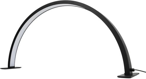 Puppal Half Moon Light for Nail Desk 16 inch 30w Nail Tech Light Nail Table Lamp with Wire Controller 3 Color 10 Brightness Touch Control Extension LED Light for Nails Tech, Stemless Dimming (Black)