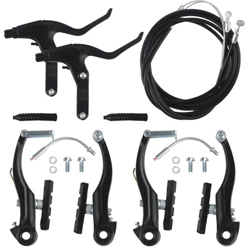 XIAQICA Fahrrad Bremsen V Brake Set Aluminium Fahrradbremsen Universal Fahrrad Bremse Set Bremsseile und Bremshebel Fahrrad Kit für Mountainbikes und Rennräder (Schwarz)