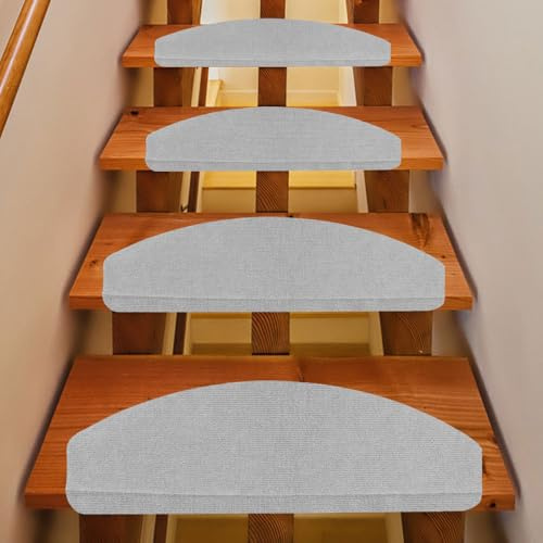 Lot de 15 Tapis Escalier Antidérapant pour Intérieurs et Extérieurs,Tapis D'escalier Polyester&Caoutchouc Fond, Couvre Marche Escalier en Moquette pour Enfants,Personnes âgées et Animaux Domestiques