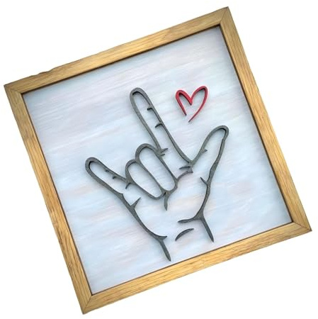 Opaeroo Home Wall Decor I Love You Sign Language Wall Art Wooden Photo Frame Love Sign Language Symbols Wall Crafts Indoor Home Decoration S