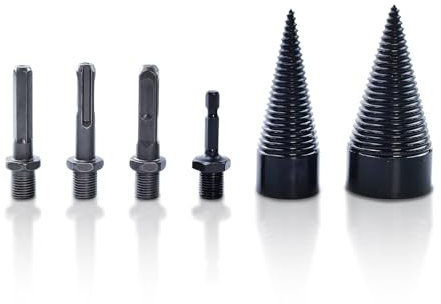 6 pezzi spaccalegna per legno, coni per legna da ardere, spaccalegna a spirale, per legna da ardere, cono, spaccalegna a vite, 32 + 42 mm, con 4 maniglie per forare legna da ardere, spaccalegna