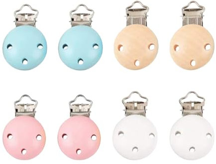 Pinzas Chupete, Clip Madera Para Chupete, Clips Madera Para Chupete, 8 Piezas Pinzas De Chupete De Madera, Pinza Para Chupete Madera, Chupeteros De Madera, Pinzas Clip Madera Para Chupete, 4 Colores