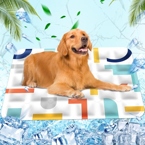 Huifengjie Tapis Rafraichissant Chien, Coussin rafraichissant pour Chien Injection d'eau, Coussin Auto-refroidissant, Tapis de Refroidissement pour Chats, 60 x 90 cm, XL, Blanc