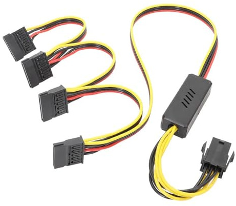 Pesfehhy 1 Câble d'alimentation pour Disque Dur SATA 6PIN pour Carte Graphique, Noir et Jaune et Rouge, PVC + de Cuivre Étamé 18AWG, Stabilisation de Tension à Abaissement.