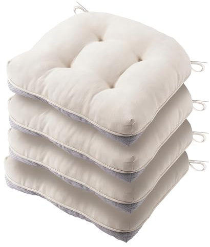 Battilo Waterproof Dining Chair Cushions Set of 4, 15.5x15.5x4, Beige