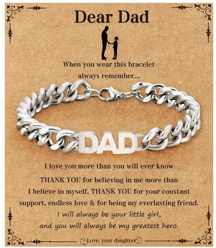 Aretas Mens Bracelet Gifts for Dad Daddy Papa Son Men Boys Him Father Day Birthday Cuban Chain Bracelet Jewellery Gifts from Daughter Son