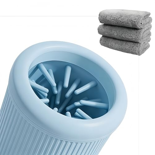 PetFizz Dog Paw Cleaner for Dogs, Pet Paw Cleaner with 3 Absorbent Towels, Dog Foot Cleaning Machine Size S