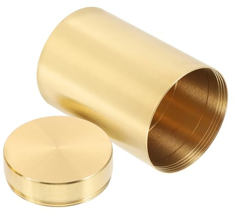 DOITOOL Luftdichte Teedose aus Messing Goldfarben für Losen Tee 500g Robuste Aufbewahrung zu Hause Teedosen für Losen Tee 500g Luftdicht Zufälliger Stil