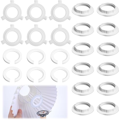 WJIAAA 24 Pack Lamp Shade Adapter Ring, 12 Pcs E27 to E14 Lampshade Reducer Ring and 12 Pcs E14 Lampshade Reducer Rings (White PP Plastic), 26.5mm-29.3mm Size for Home Lighting Fixtures