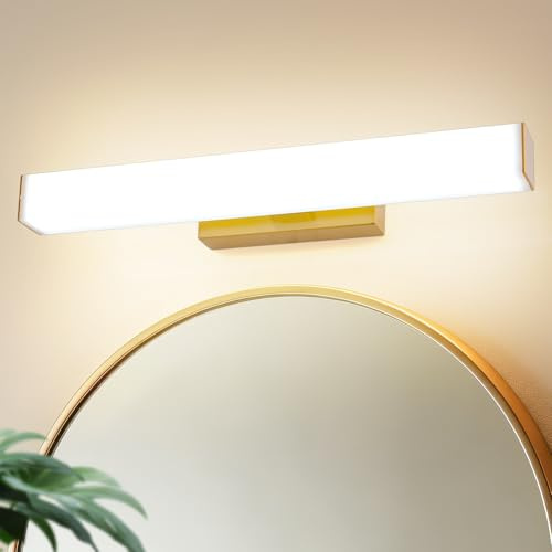 MantoLite Wandleuchte 8W 40CM LED-Mattes Messing Bilderleuchten LED Badezimmer Spiegel Lampen, 3000K+6000K Leselampenleuchten Am Bett Wohnzimmer Bild Licht Schlafzimmer Beleuchtung von