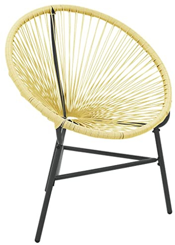 XHNIFBN Beige Acapulco-Gartenstuhl Poly Rattan 69x66x87 cm stapelbar leichte Montage 110 kg belastbar modernes Design für Garten Terrasse Balkon und Outdoor Lounge