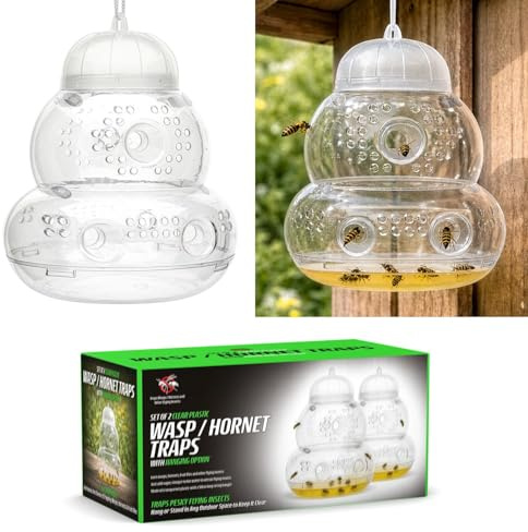 CKB LTD 2 Stück Kunststoff Wespenfalle Groß Fänger Honigtopf Flasche Hängendes Design Insekten Hornissenfänger Falle Indoor Outdoor Garten Schädlingsbekämpfung CKB-WCP02