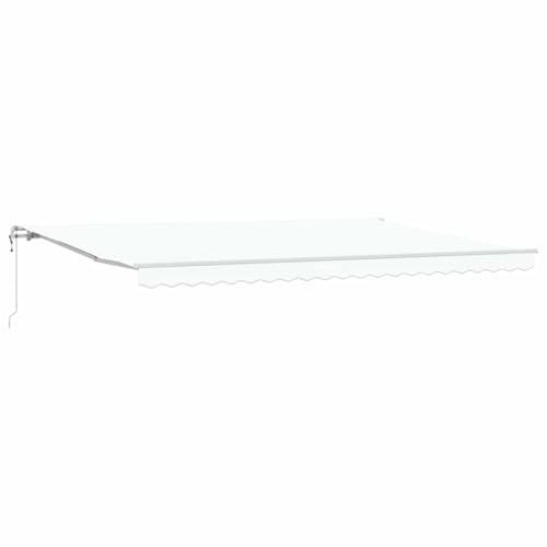 WRJENFSC Tenda da sole elettrica, 500 x 300 cm, bianca, con braccio articolato, motorizzata con telecomando e manovella, montaggio a parete, soluzione ombreggiante per terrazza e balcone, telaio in