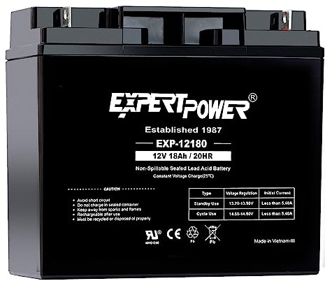 ExpertPower EXP12180 12 Volt 18 Ah Batteria Ricaricabile con Dadi e bulloni