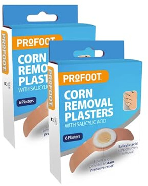 Profoot Corn Removal Plasters, Containing Salicylic Acid (2 Pack) | 12 Adhesive Plasters, Effectively Removes Corns and Calluses, Ideal Pain Relief