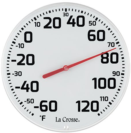 La Crosse 104-1522 8 Round Analog Dial Thermometer, White