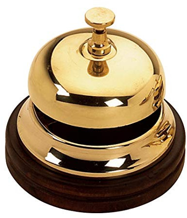 Campanello da HOTEL reception in ottone con base in legno