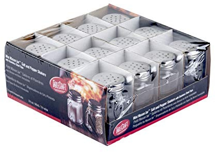Tablecraft Mini Mason Salt & Pepper Shaker with Stainless Steel Top, 12 per Pack, 1.5 oz