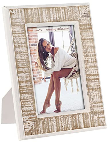 ZEP S.r.l. Levico Cornice portafoto in Legno, in Legno, Colore: Beige/Bianco, per Formato Immagine 13 x 18 cm,