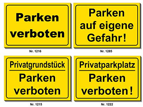 Privatparkplatz-Privatgrundstück-Parken verboten-eigene Gefahr-Schild-Aluminium Verbund-300 x 200 x 2 mm-Warnschild-Hinweisschild-Türschild (Nr. 1285-300 x 200 x 2 mm ohne Löcher)