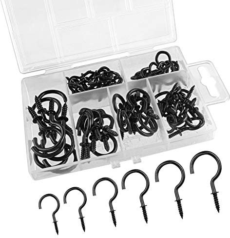 TUPARKA 75Pcs Schraubhaken Edelstahl Schwarz Deckenhaken Einschraubdecken Haken Cup Haken Halter