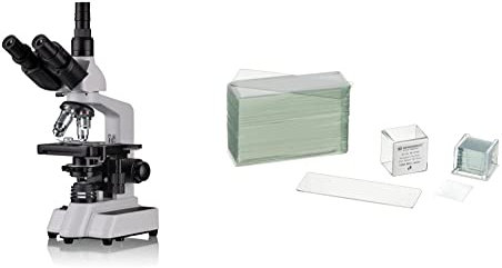 Bresser Durchlicht Mikroskop Researcher Trino 40x-1000x Vergrößerung für gehobene Ansprüche & Mikroskop Objektträger/Deckgläser